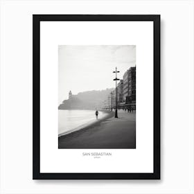 Poster Of San Sebastian, Spain, Black And White Analogue Photography 1 Art Print