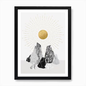 Golden Peaks: Marble Rock Art Print Poster