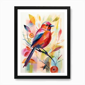 Bird Painting Collage Finch 2 Art Print