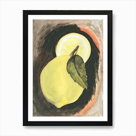 Yellow Lemon Composition - yellow black vertical hand painted kitchen food still life Art Print