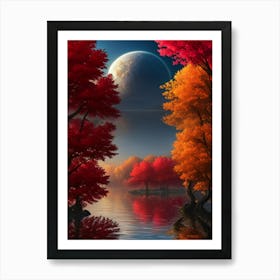 Autumn Trees By The Lake 1 Art Print