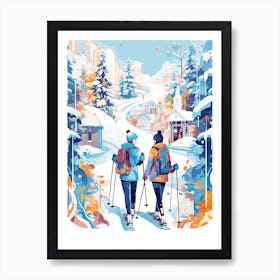 Heavenly Mountain Resort   California Nevada Usa, Ski Resort Illustration 3 Art Print