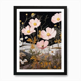 Cosmos 3 Flower Painting Art Print