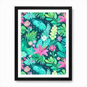 Tropical Leaves And Flowers 7 Art Print