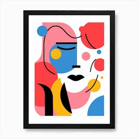 Block Colour Face Illustration 3 Art Print