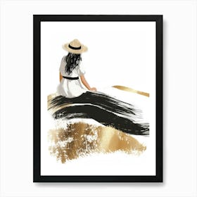 Woman Sitting In The Sand Art Print