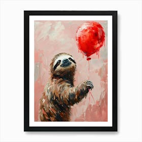 Cute Sloth 1 With Balloon Art Print