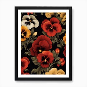 Winter Pansy 3 William Morris Style Winter Florals Art Print