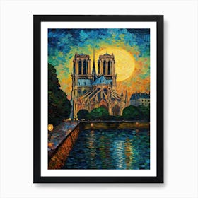 Notre Dame Paris France Van Gogh Style 1 Art Print