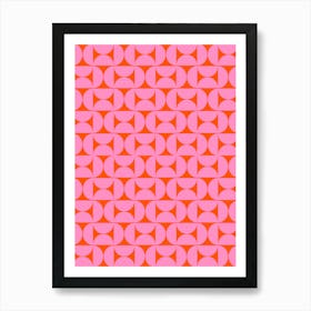 Mid Century Pink And Orange Art Print