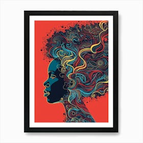 Portrait Of A Woman With Curly Hair 2 Art Print