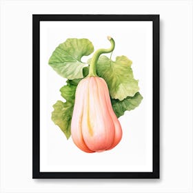 Pink Banana Pumpkin Watercolour Illustration 1 Art Print