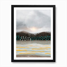 Dots And Waves In The River Art Print