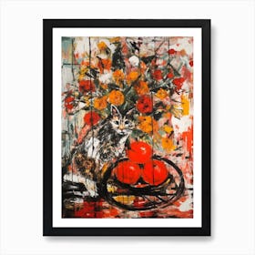 Dahlia With A Cat 1 Abstract Expressionism  Art Print