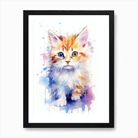 Kitty Cat Watercolor Painting Art Print