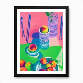 Nectarine Risograph Retro Poster Fruit Art Print