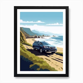 A Subaru Outback In The Pacific Coast Highway Car Illustration 4 Art Print