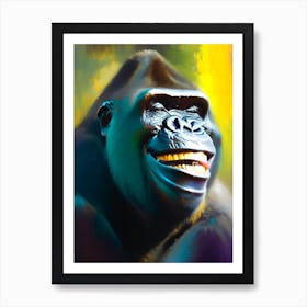 Smiling Gorilla Gorillas Bright Neon 1 Art Print