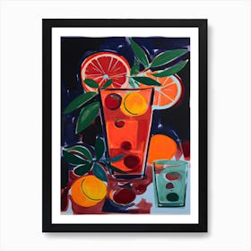 Negroni Cocktail Illustration 2 Art Print