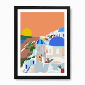 Santorini Sunset Art Print