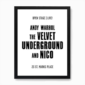 Warhol Velvet Underground And Nico Live Concert Poster Art Print