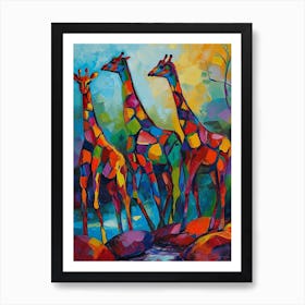 Abstract Geometric Giraffe 1 Art Print