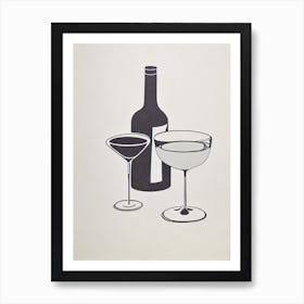 Corpse Reviver 2 Picasso Line Drawing Cocktail Poster Art Print
