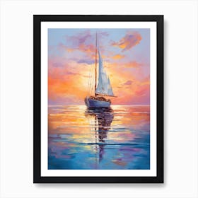 Sailboat At Sunset 1 Art Print