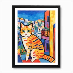 Painting Of A Cat In Byblos Lebanon 1 Art Print