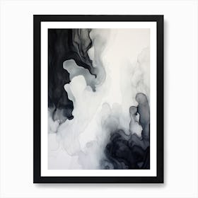 Black And White Flow Asbtract Painting 7 Art Print