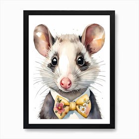 Baby Opossum Flower Crown Bowties Woodland Animal Nursery Decor (13) Result Art Print