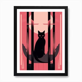 The Hermit Tarot Card, Black Cat In Pink 0 Art Print