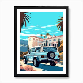 A Toyota Land Cruiser In The French Riviera Car Illustration 4 Art Print