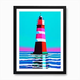 Lighthouse Waterscape Colourful Pop Art 1 Art Print