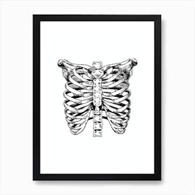 Black Chest Anatomy Black And White 1 Art Print