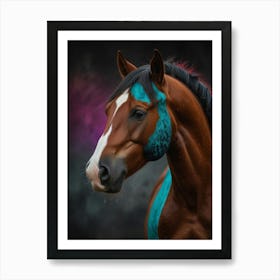 Horse With Mane bluw Art Print