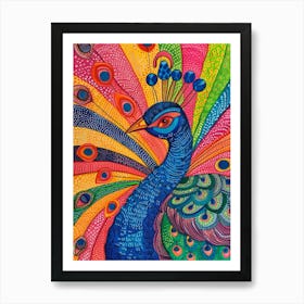 Peacock Maxmimalism Pattern Art Print