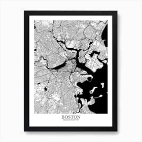 Boston Massachusetts White Black Art Print