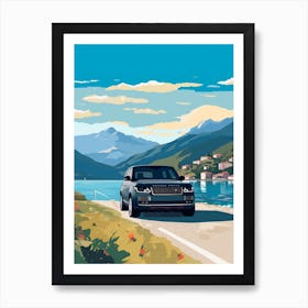 A Range Rover Car In The Lake Como Italy Illustration 1 Art Print