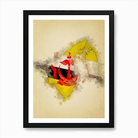 Brunei Flag Vintage Art Print