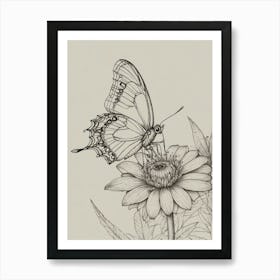 Butterfly On A Flower 1 Art Print