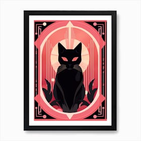 The Empress Tarot Card, Black Cat In Pink 2 Art Print