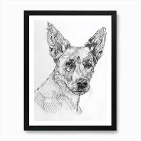 Pointed Dog Line Sketch 1 Art Print