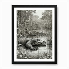 Alligator In The Jungle 1 Art Print