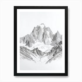 Mount Whitney Usa Line Drawing 1 Art Print