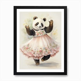 Panda Art Dancing Watercolour 3 Art Print