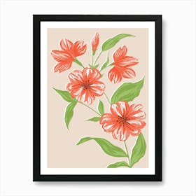 Red Summer Blooms Art Print