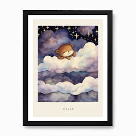 Baby Otter 2 Sleeping In The Clouds Nursery Poster Art Print