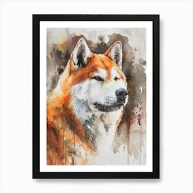 Akita Watercolor Painting 4 Art Print