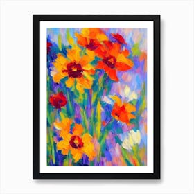 Kniphofia Floral Print Abstract Block Colour Flower Art Print